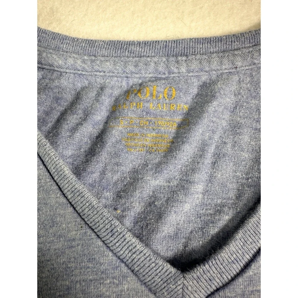 Polo Ralph Lauren Men Small Blue Heather V-Neck T-Shirt Pony Logo Cotton Tee S